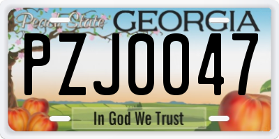 GA license plate PZJ0047