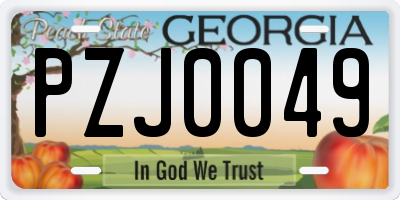GA license plate PZJ0049