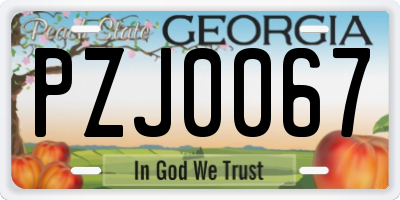 GA license plate PZJ0067