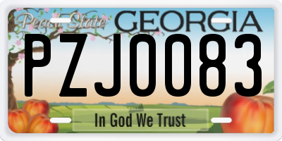 GA license plate PZJ0083
