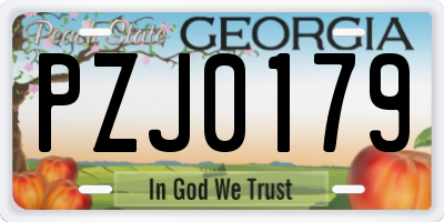 GA license plate PZJ0179