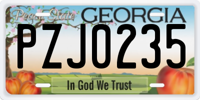 GA license plate PZJ0235