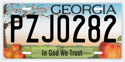 GA license plate PZJ0282