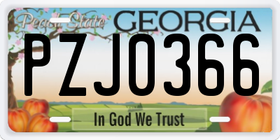 GA license plate PZJ0366