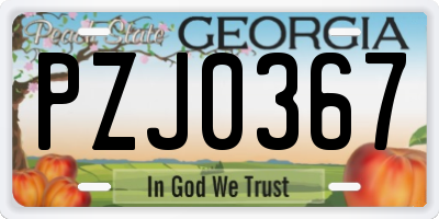 GA license plate PZJ0367