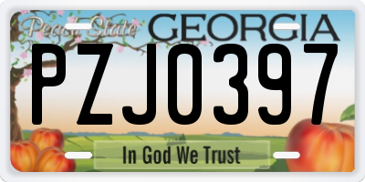 GA license plate PZJ0397