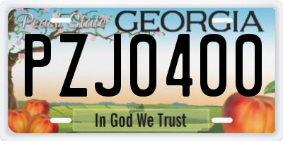 GA license plate PZJ0400