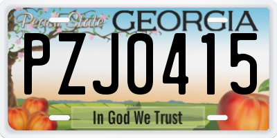 GA license plate PZJ0415