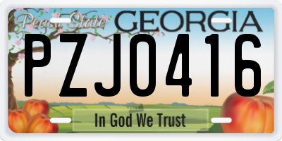 GA license plate PZJ0416