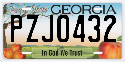 GA license plate PZJ0432