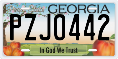GA license plate PZJ0442