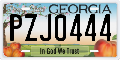 GA license plate PZJ0444