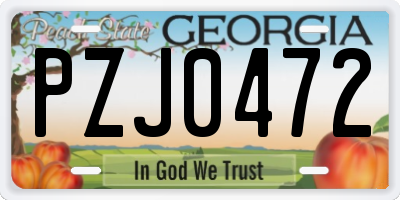 GA license plate PZJ0472