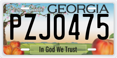 GA license plate PZJ0475