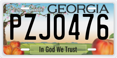 GA license plate PZJ0476