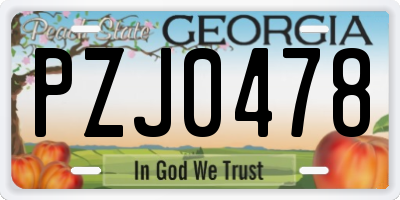 GA license plate PZJ0478