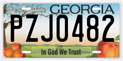 GA license plate PZJ0482