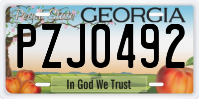 GA license plate PZJ0492