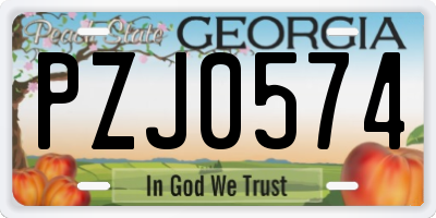 GA license plate PZJ0574