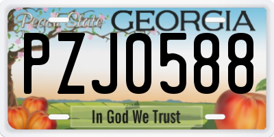 GA license plate PZJ0588