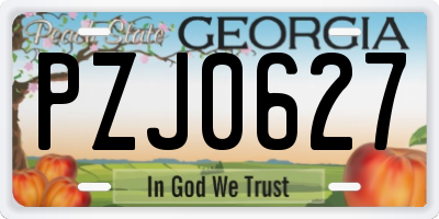 GA license plate PZJ0627
