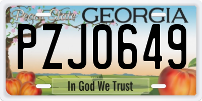 GA license plate PZJ0649