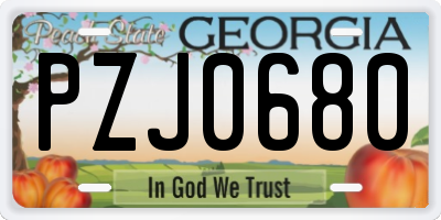 GA license plate PZJ0680