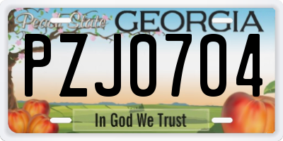 GA license plate PZJ0704