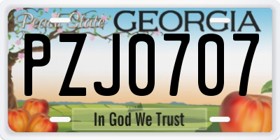 GA license plate PZJ0707