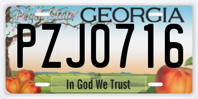 GA license plate PZJ0716