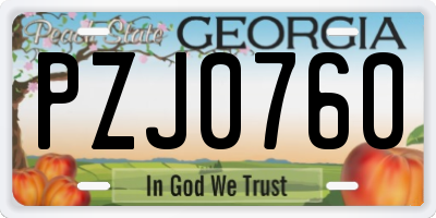 GA license plate PZJ0760