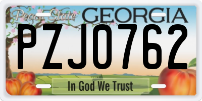 GA license plate PZJ0762