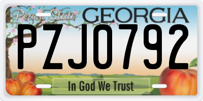 GA license plate PZJ0792