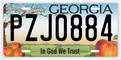 GA license plate PZJ0884