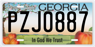 GA license plate PZJ0887