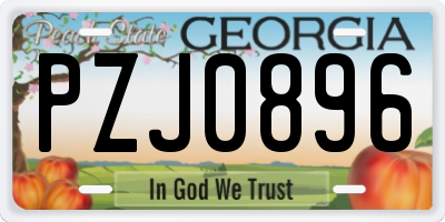 GA license plate PZJ0896