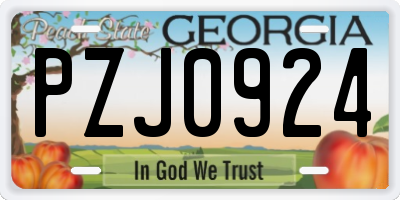 GA license plate PZJ0924