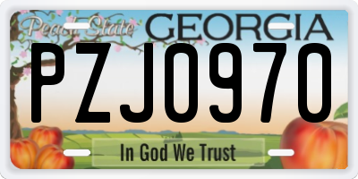 GA license plate PZJ0970