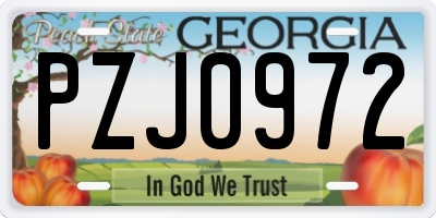 GA license plate PZJ0972