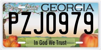 GA license plate PZJ0979