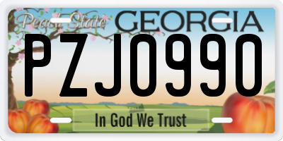 GA license plate PZJ0990
