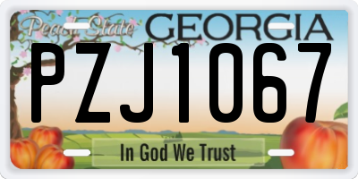 GA license plate PZJ1067