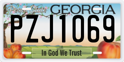 GA license plate PZJ1069