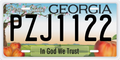 GA license plate PZJ1122