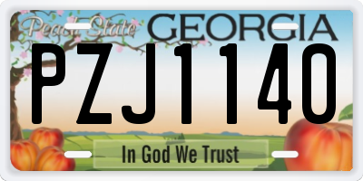 GA license plate PZJ1140