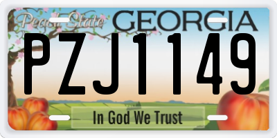 GA license plate PZJ1149