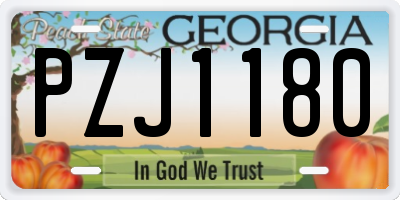 GA license plate PZJ1180
