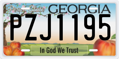 GA license plate PZJ1195