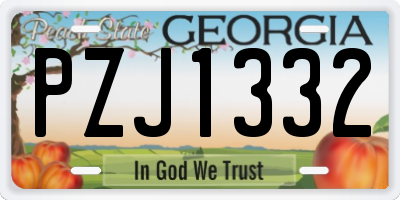 GA license plate PZJ1332