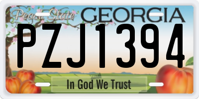 GA license plate PZJ1394